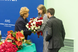 dyr Generalna ANSBB Szarlota Binda i przedstawiciele studentów z przewodniczącym URSS Michałem Beleckim 
